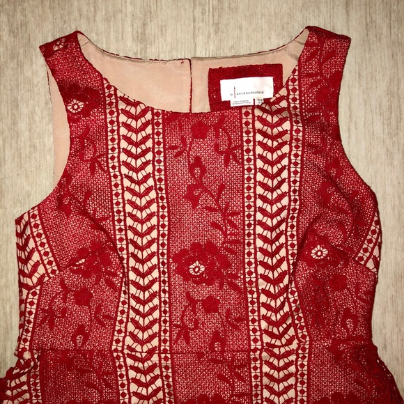 NEW RARE Anthropologie Red mini lace dress - Picture 6 of 7